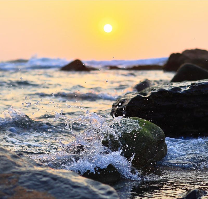 Water lapping against rock